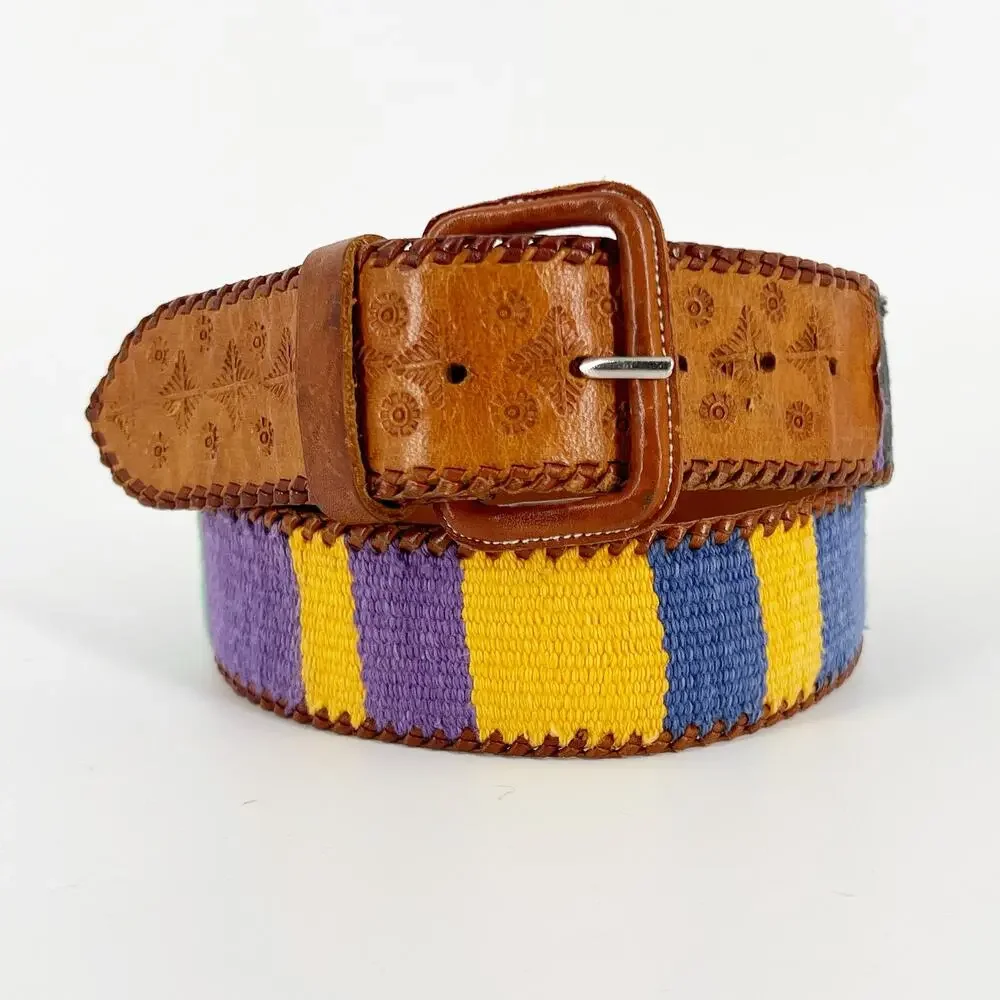 90s multicolor woven Guatemalan belt 1990s vintage